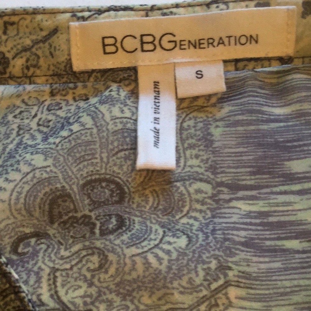 Bcbg Multi Colored Design Sheer Wrap Blouse - image 3